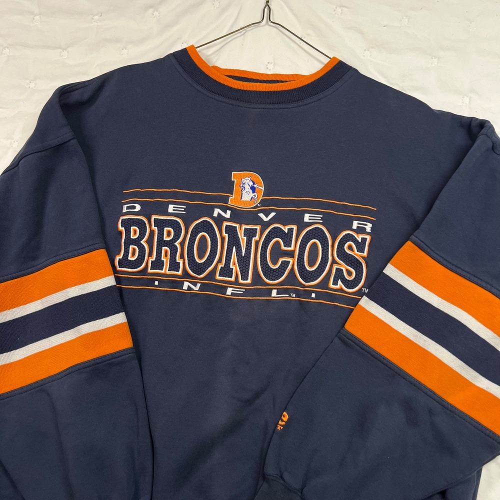 Vintage Lee Sport Denver Broncos NFL Sweatshirt Navy Blue Orange XL Pullover